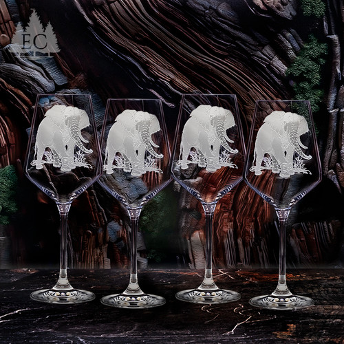 Elephant Crystal White Wine Glasses, Set of 4