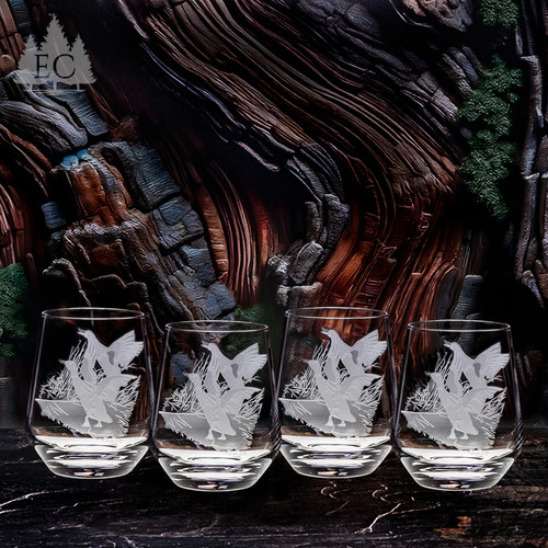 Mallard Scene Crystal Rocks Glasses (Set of 4) - Spirit of the
