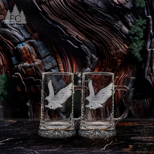 Eagle Glass Mugs, Set of 2