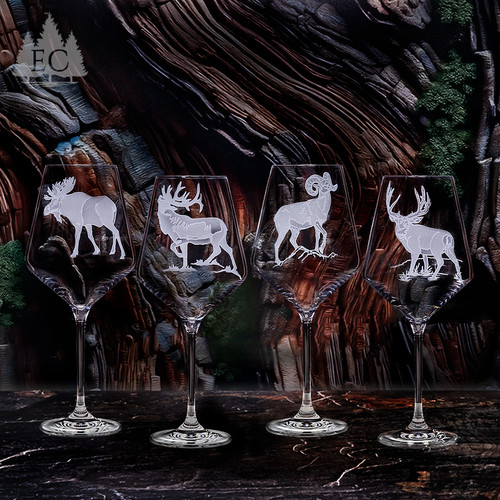 Fox & Horn Crystal Red Wine Glasses (Set of 4) - Wonders of