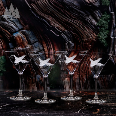 Pheasant Crystal Martini Glasses (Set of 4) - Wonders of Wildlife