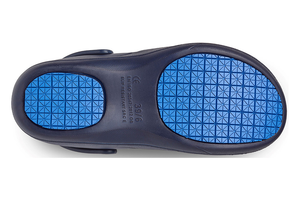 Revive Comfy Navy Work Clog With Non Slip Sole, Side Vents  - Sole View