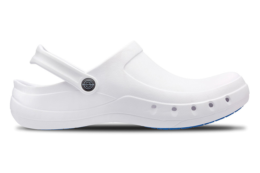 Revive Comfy White Work Clog With Non Slip Sole, Side Vents  - Side View