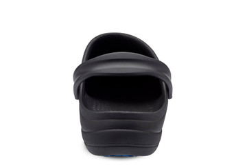 Revive Comfy Black Work Clog With Non Slip Sole, Side Vents  - Back View Showing Heel Strap