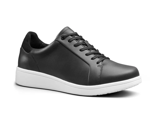 Aspire Non Slip Lightweight Comfortable Work Shoe, Black/White