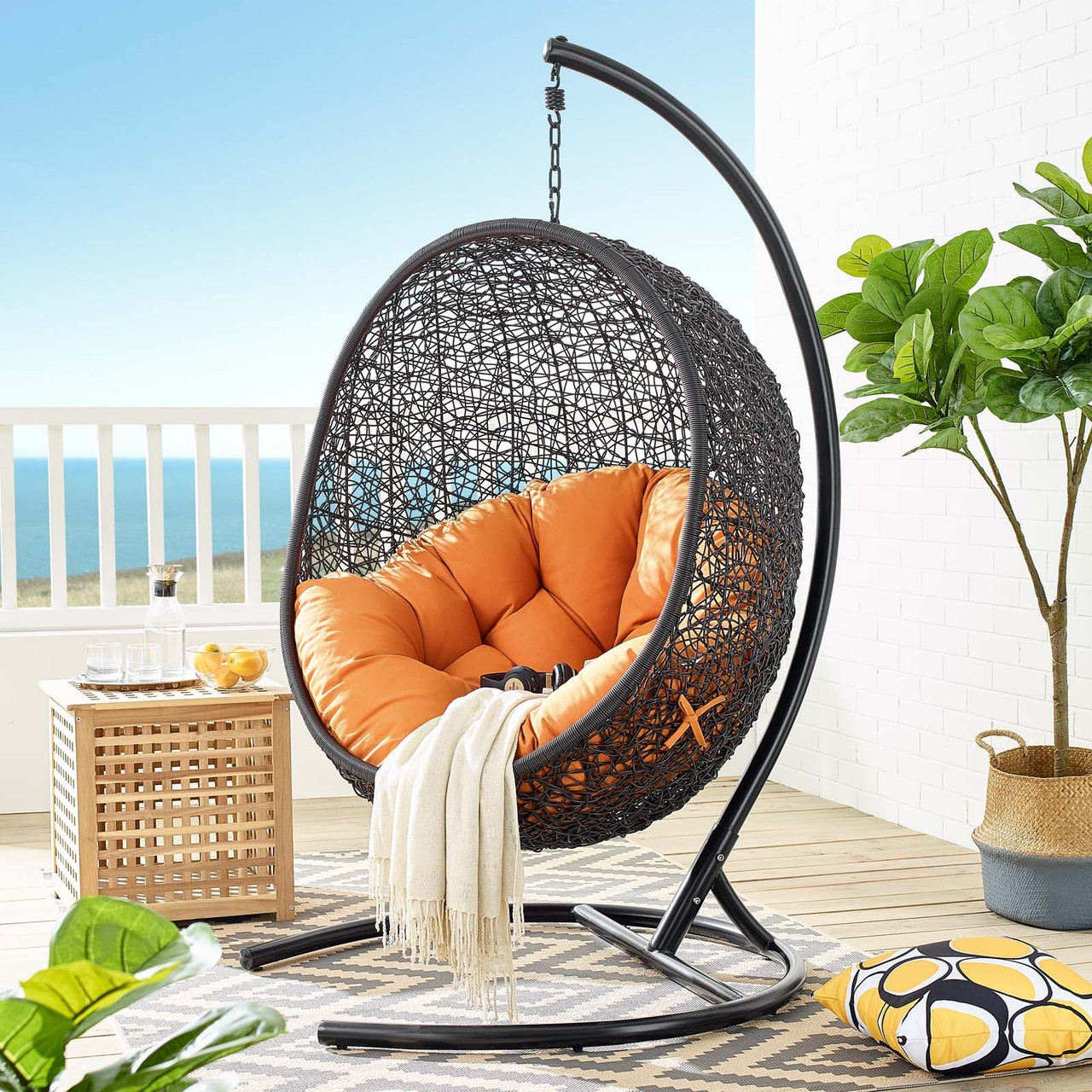 Modway Encase Swing Outdoor Patio Lounge Chair Orange - Westwood