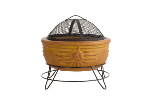 Alfresco Home Earthenware SunfaceFire Pit w/ Stand + Screen