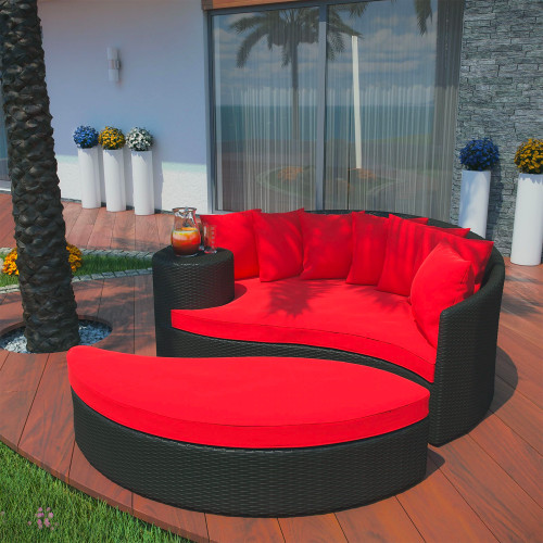 Modway Taiji Outdoor Patio Wicker Daybed Espresso Red