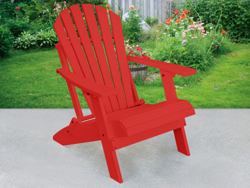 Saranac Traditional Folding Adirondack Chair - Bright Red