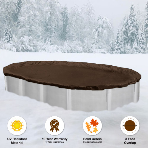 15'x30' Oval Brown Solid Winter Cover - 10 Year Warranty 15'x30' Oval Brown Solid Winter Cover - 10 Year Warranty