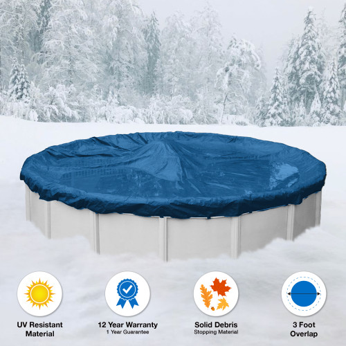 21' Round Blue Solid Winter Cover - Polar King III - 12 Year Warranty