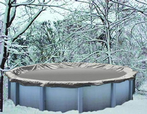 15' Round Silver Solid Winter Cover, Reinforced Hem - 20 Year Warranty