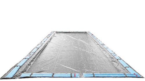 16'x32' Rectangle Silver Inground Solid Winter Cover, Reinforced Hem - 20 Year Warranty