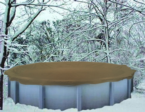 15' Round Tan Solid Winter Cover, Reinforced Hem - 25 Year Warranty
