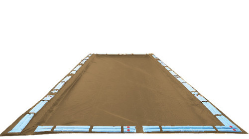 25'x45' Rectangle Tan Inground Solid Winter Cover, Reinforced Hem - 25 Year Warranty