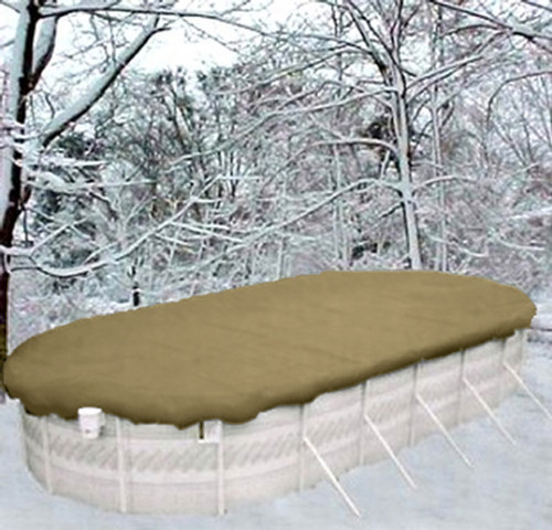 12'x20' Oval Tan Solid Winter Cover, Reinforced Seams - 12 Year Warranty