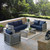 Modway Aura 6 Piece Outdoor Patio Wicker Rattan Set Gray Navy