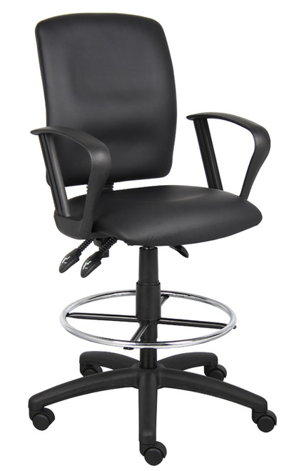 Boss Multi-Function Leatherplus Drafting Stool W/ Loop Arms B1647