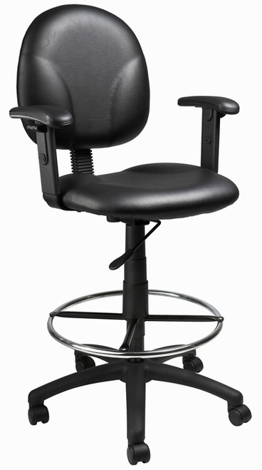 Boss Caressoft Drafting Stool W/Adj Arms & Footring B1691-CS