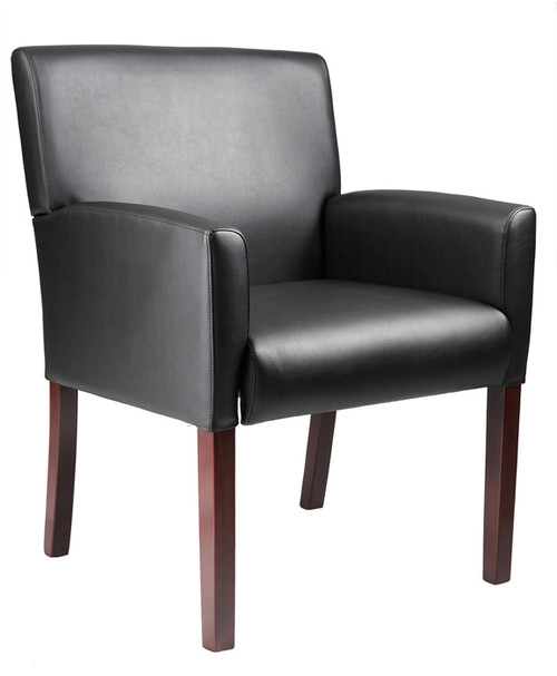 Boss Reception Box Arm Chair W/Mahogany Finish B629M