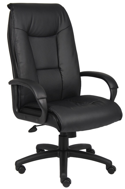 Boss Executive Leather Plus Chair W/Padded Arm B7601