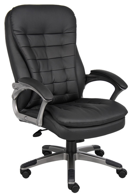 Boss High Back Executive Chair With Pewter Finished Base/Arms B9331