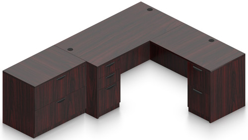 Offices To Go Layout SL-27, Desk & Return with Lateral File