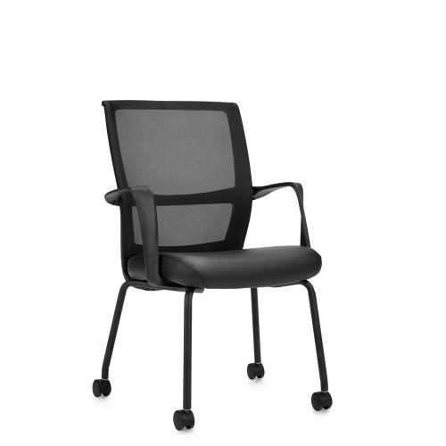 Offices To Go - Low Back Mesh Armchair w/ Luxhide Seat