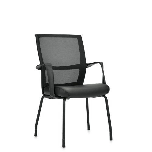 Offices To Go - Low Back Mesh Armchair w/ Luxhide Seat