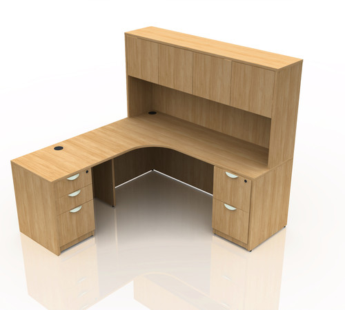 Offices To Go Layout SL-25, Left Corner Extension with Return and Hutch