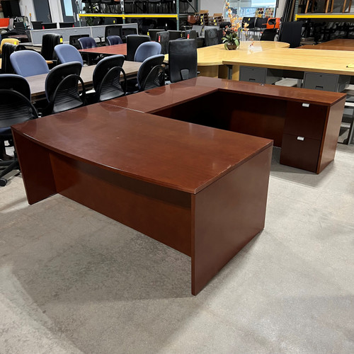 Pre-Owned Cherryman U-Shape, Bow-Front Desk