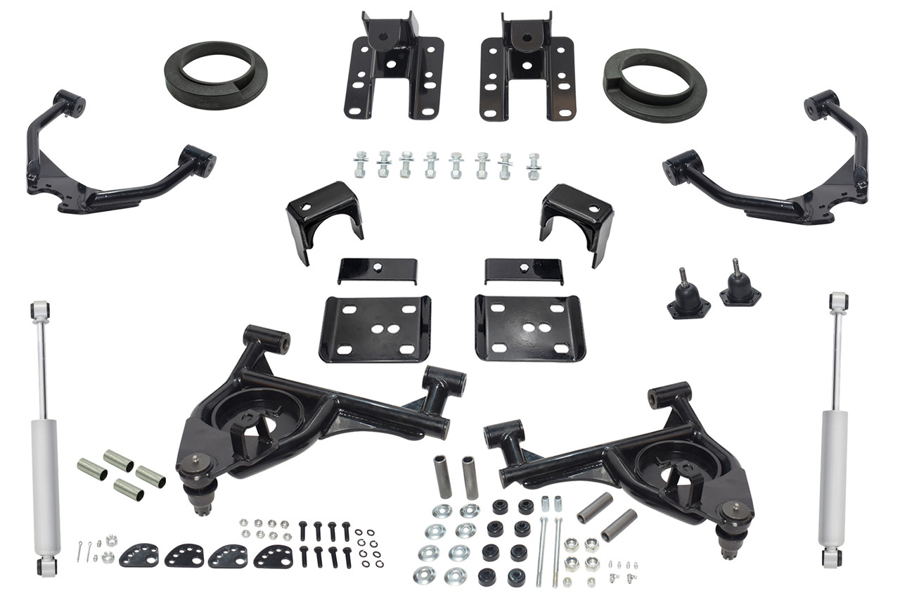 1999 - 2006 Chevy Silverado GMC Sierra LONG BED 3/4" Control Arm DROP KIT + Shocks