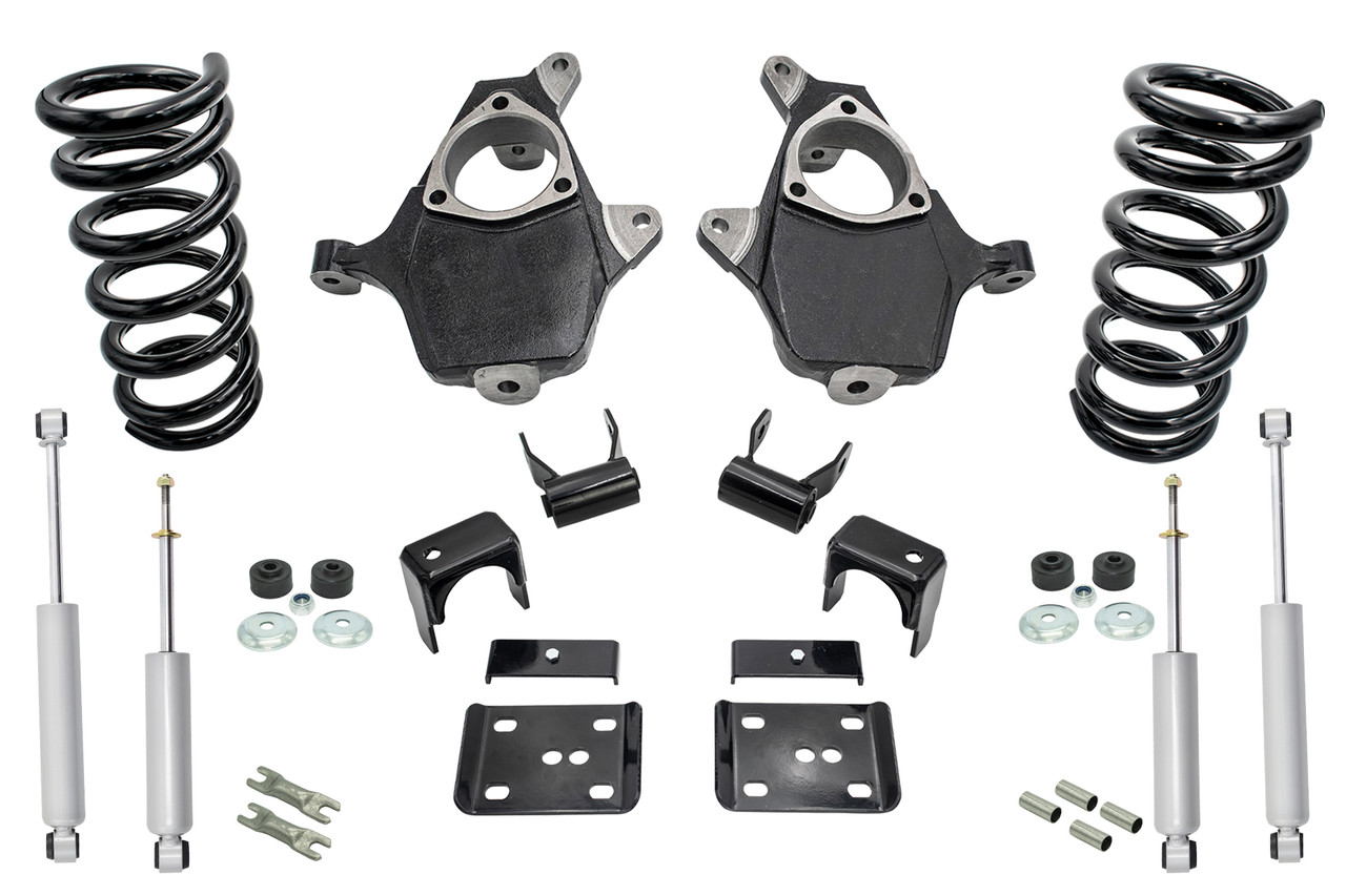 99 - 06 Silverado / Sierra 1500 (V8)  3" / 5" Spindle Coil Drop Kit + Shocks
