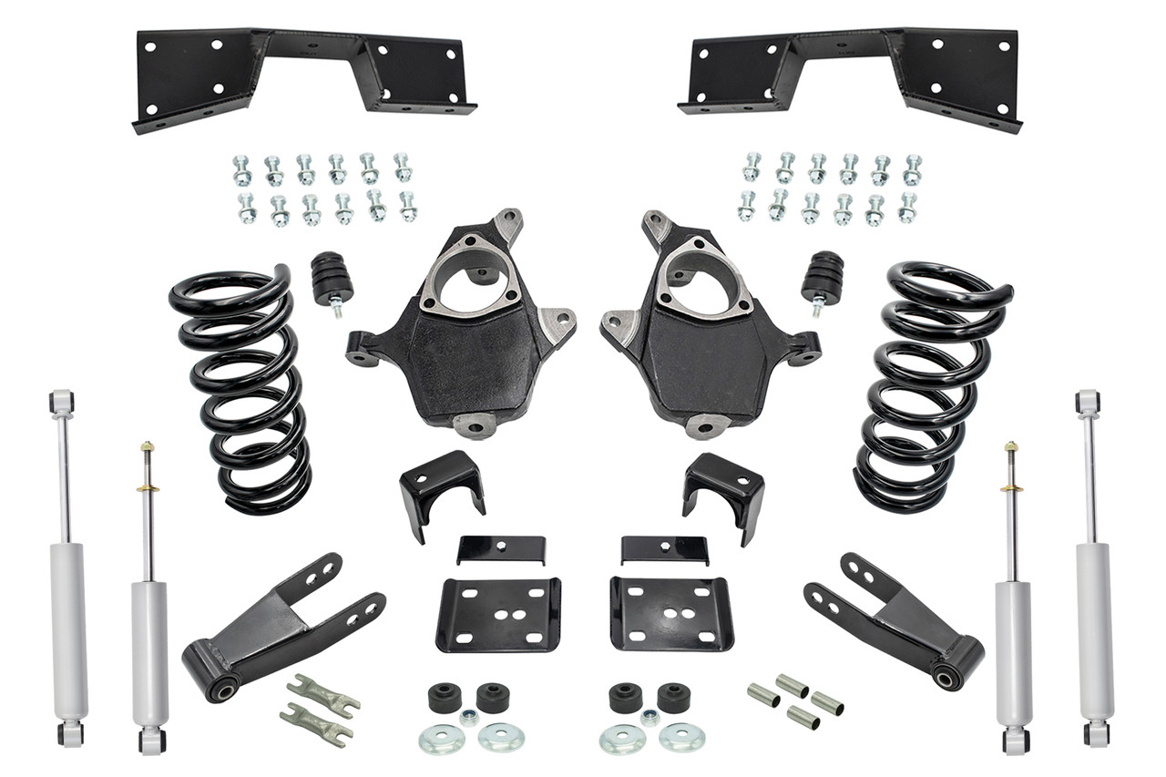 2001 - 06 Chevy Silverado GMC Sierra V6 4" / 7 - 8" Lower Drop + SHOCKS +C-NOTCH