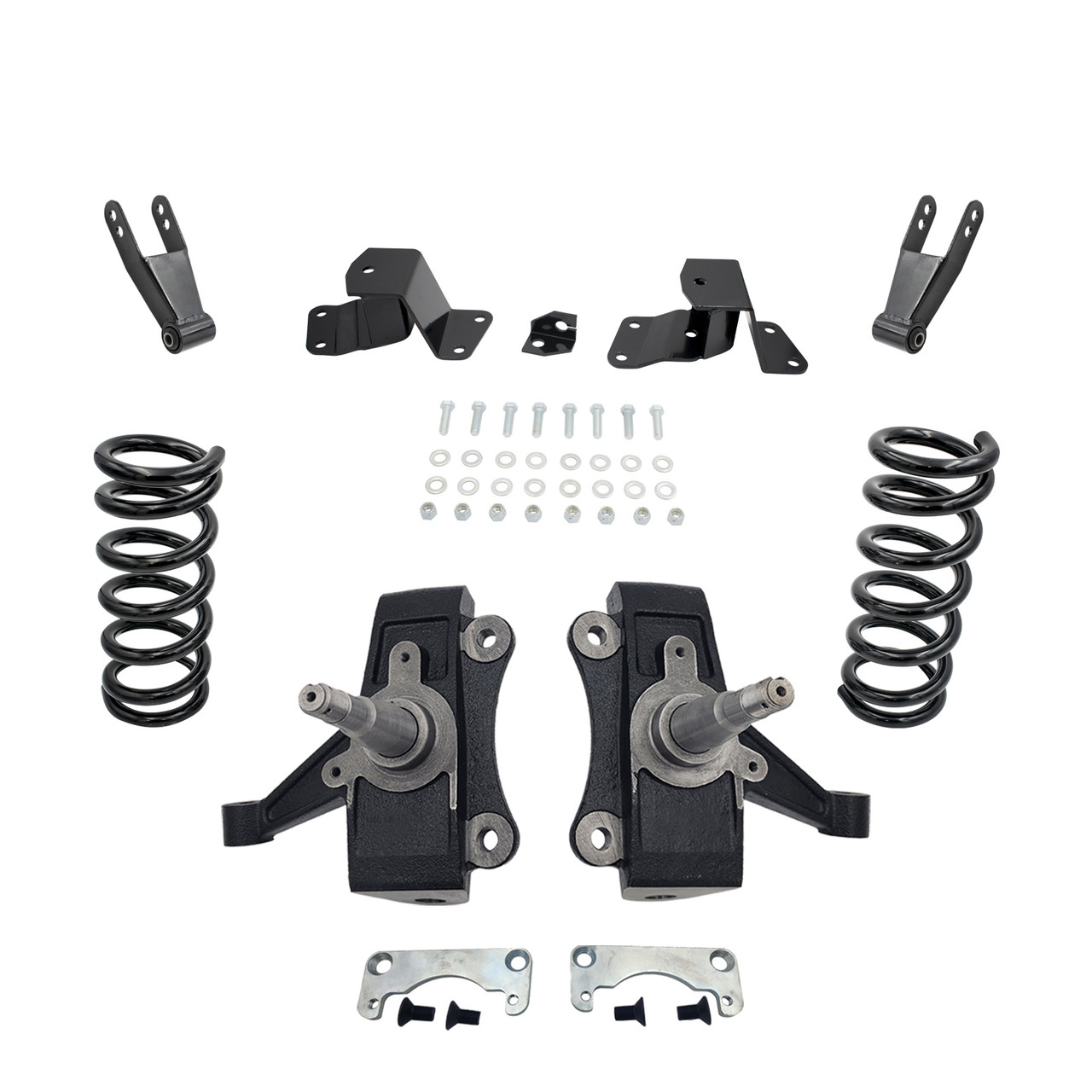 88-98 Chevy GMC C1500 V8 3"/3-4" Drop Kit STD & EXT CAB SPINDLE+COIL+HNGER+SHCKL (No Track Width Cha