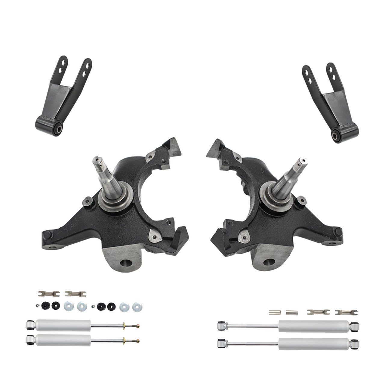 2/1-2 Spindle Drop Kit + Shocks FOR 88-91 Chevy GMC C1500 Std Cab 1" Rotors 2WD