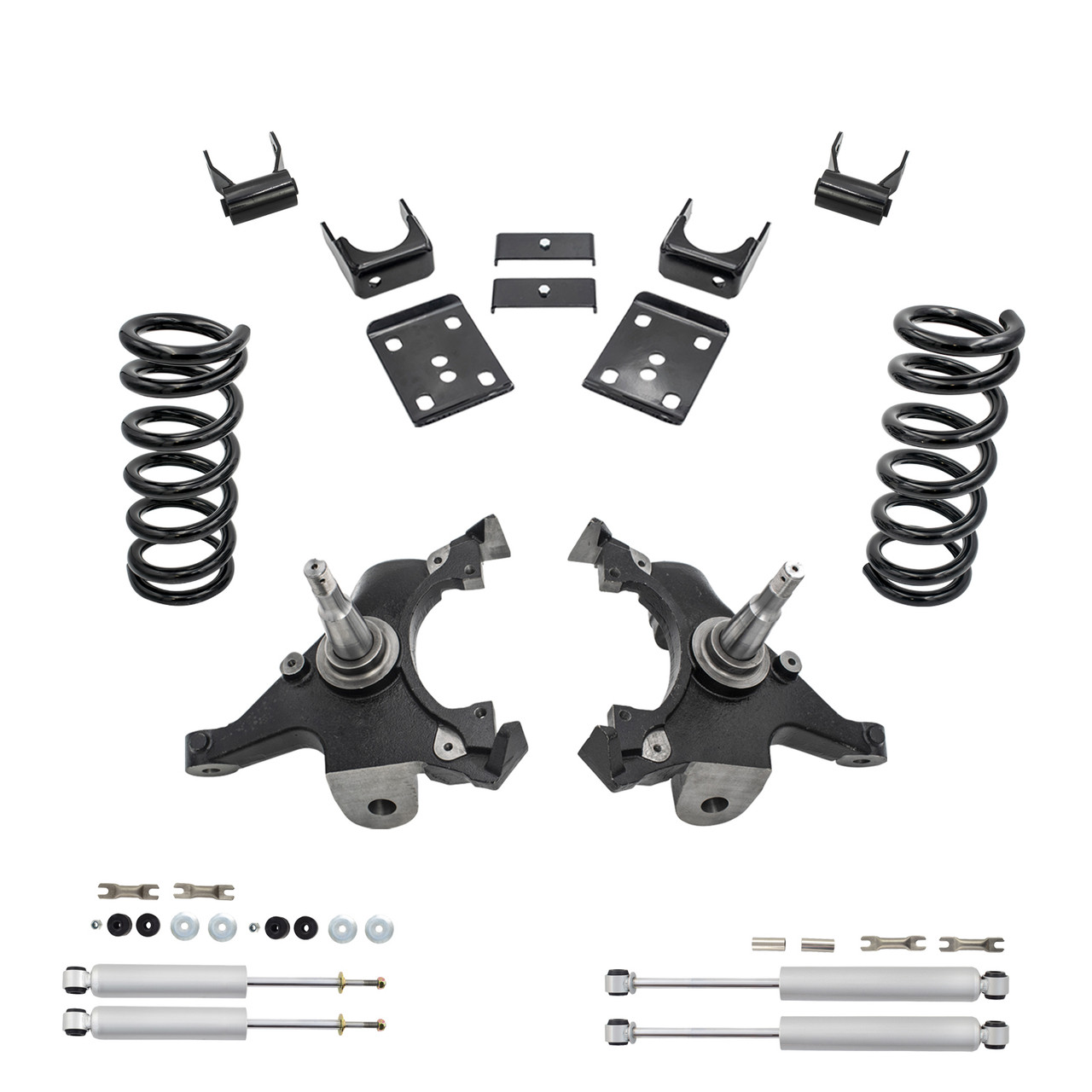 3/5 Spindle Drop Kit + Shocks FOR 88-91 Chevy GMC C1500 Std Cab 1" Rotors 2WD V6