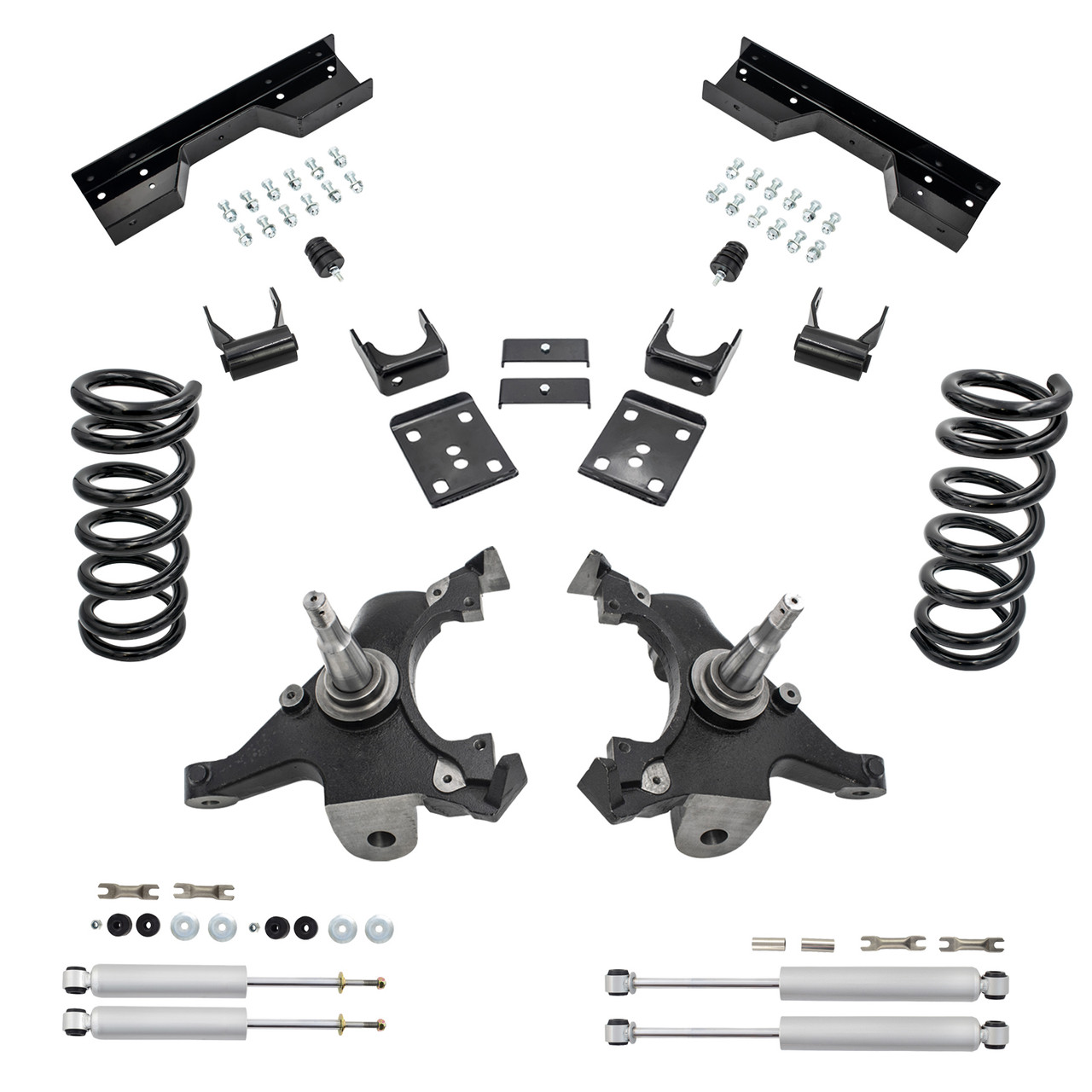 3/5 Spindle Drop Kit + Shocks + C-Notch FOR 88-91 Chevy GMC C1500 Std Cab 2WD V6