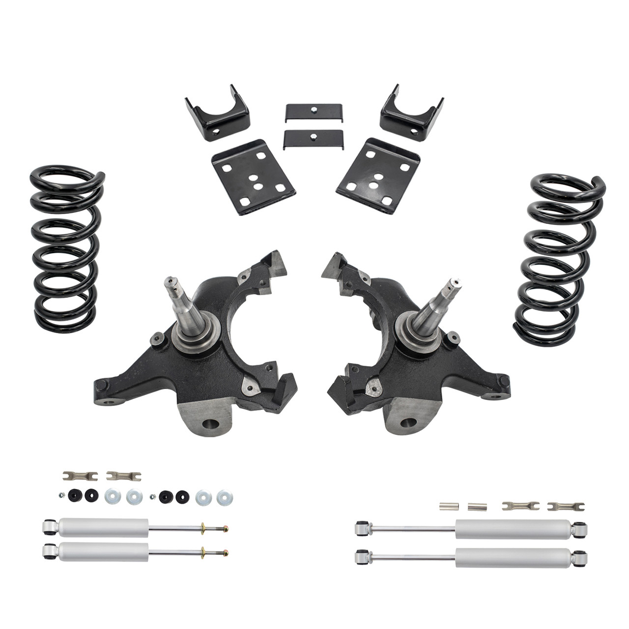 5/6 Spindle Drop Kit + Shocks FOR 88-91 Chevy GMC C1500 Std Cab 1" Rotors 2WD V8