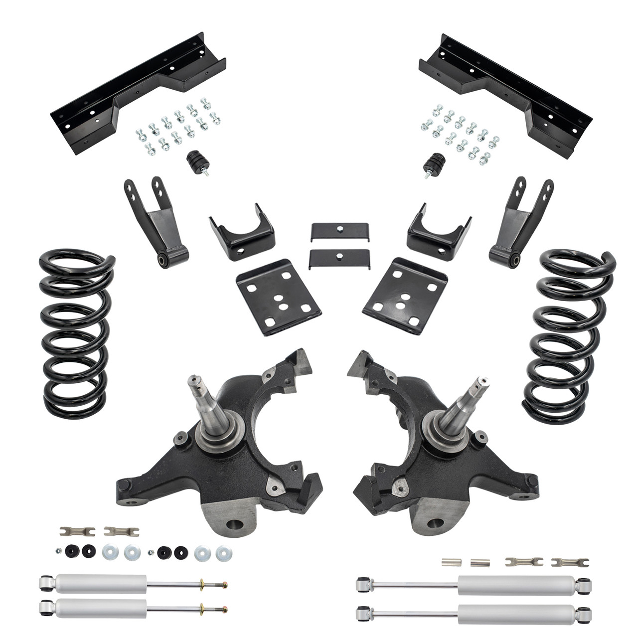 5/7-8 Spindle Drop Kit + Shocks + C-Notch FOR 88-91 Chevy GMC C1500 Std Cab V6