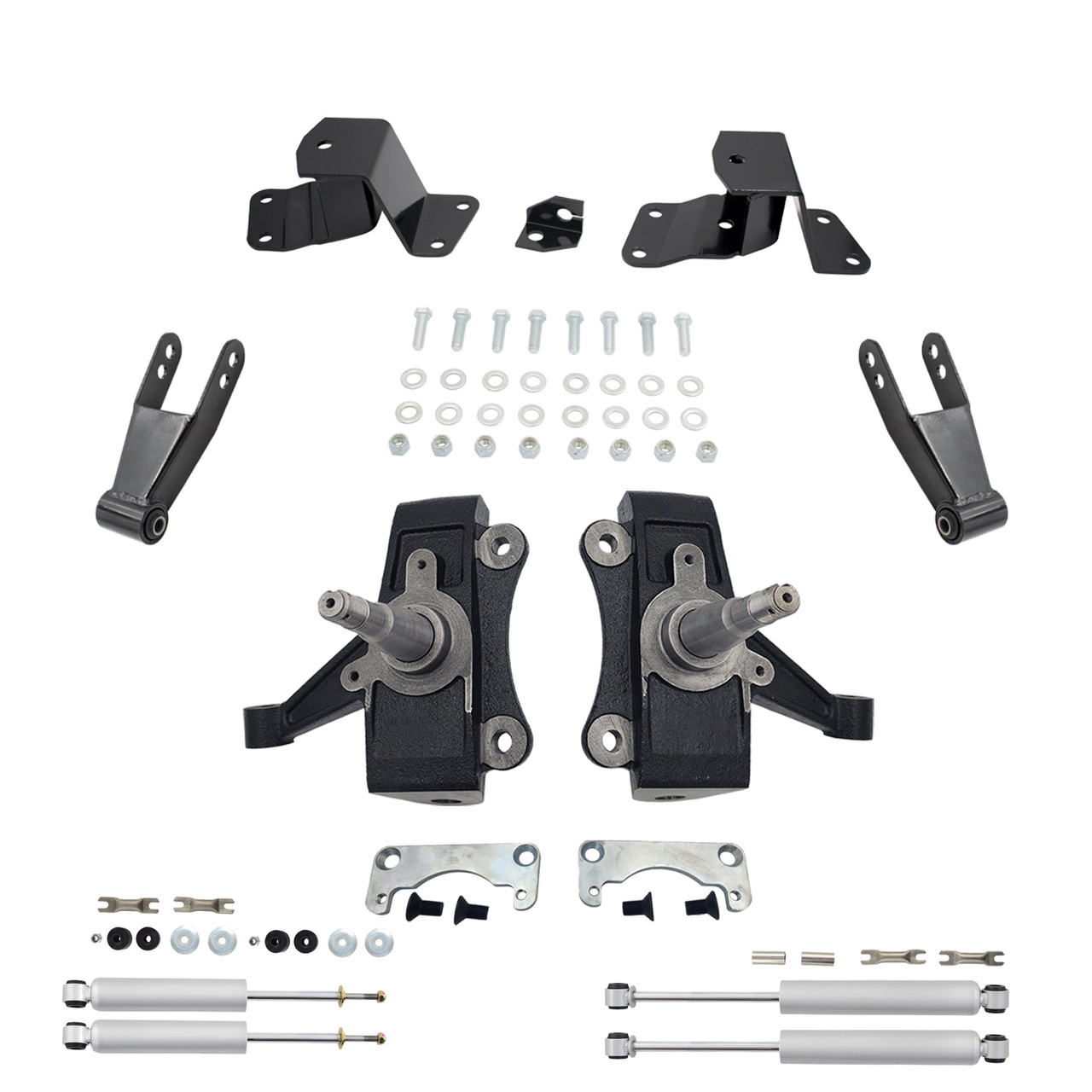 2/3-4 No Track Width Spindle Drop Kit + Shocks FOR 88-91 Chevy GMC C1500 Std Cab