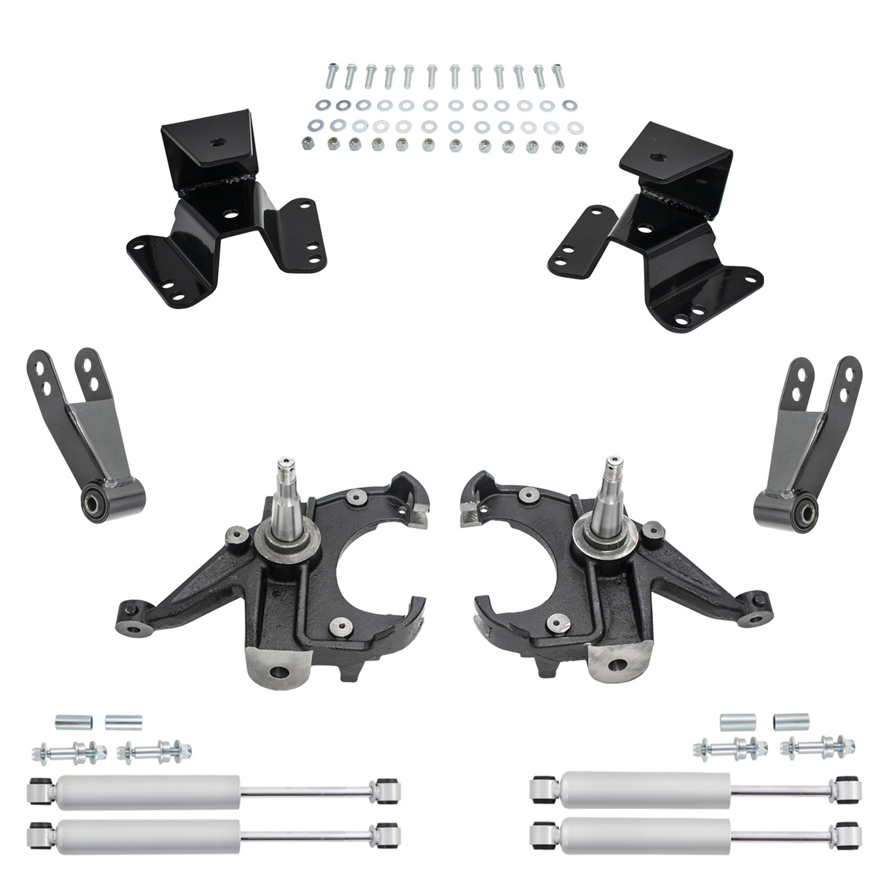 3/3-4 Spindle Drop Kit + Shocks FOR 73-87 Chevy GMC C10 C15 1.25" Rotors 2WD