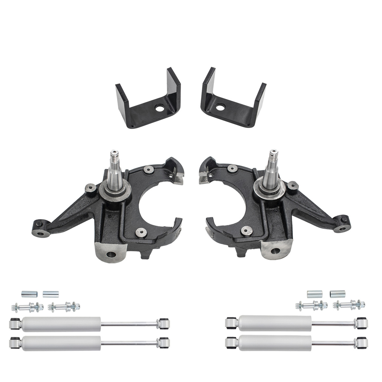 3/5 Spindle Drop Kit + Rear Shocks FOR 73-87 Chevy GMC C10 C15 1.25" Rotors 2WD