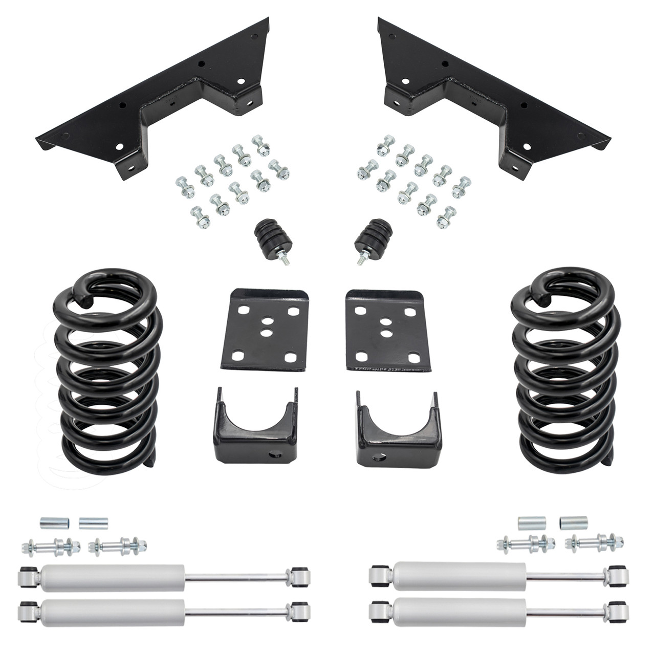 3/6 Coil Drop Lowering Kit + Shocks + C-Notch FOR 73-87 Chevy GMC C10 C15 2WD