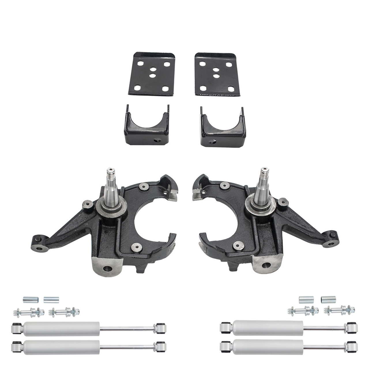 3/6 Spindle Drop Kit + Rear Shocks FOR 73-87 Chevy GMC C10 C15 1.25" Rotors 2WD