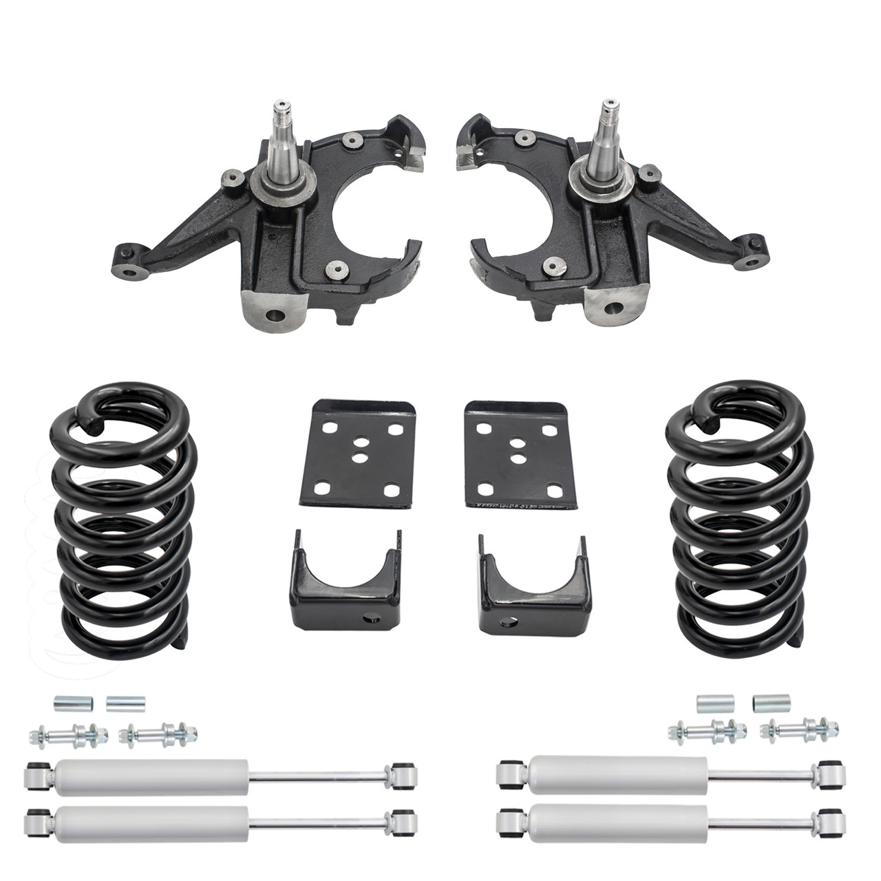 4/6 Spindle Drop Lowering Kit + Shocks FOR 73-87 Chevy GMC C10 C15 1" Rotors 2WD