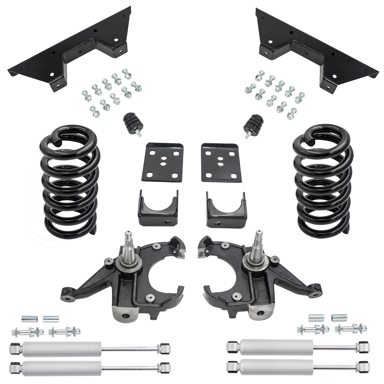 5/6 Spindle Drop Kit + Shocks + C-Notch FOR 73-87 Chevy GMC C10 C15 1" Rotors