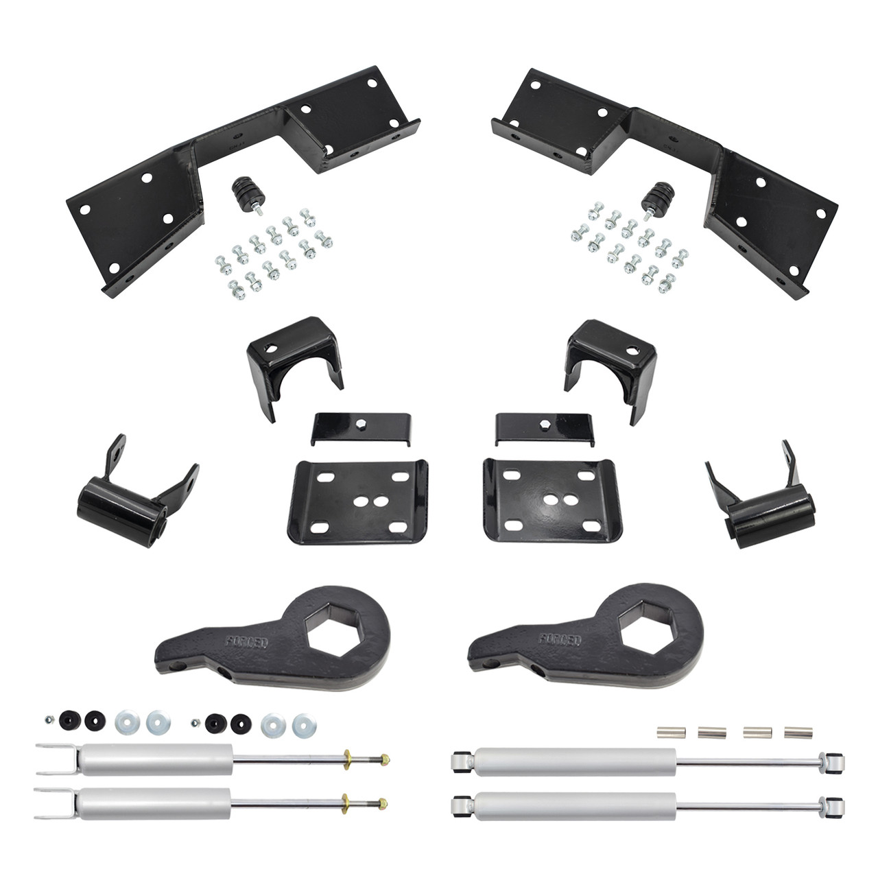 3"/5" Drop Kit + Shocks + C-Notch FOR 01-06 Chevy Silverado GMC Sierra 1500 4WD