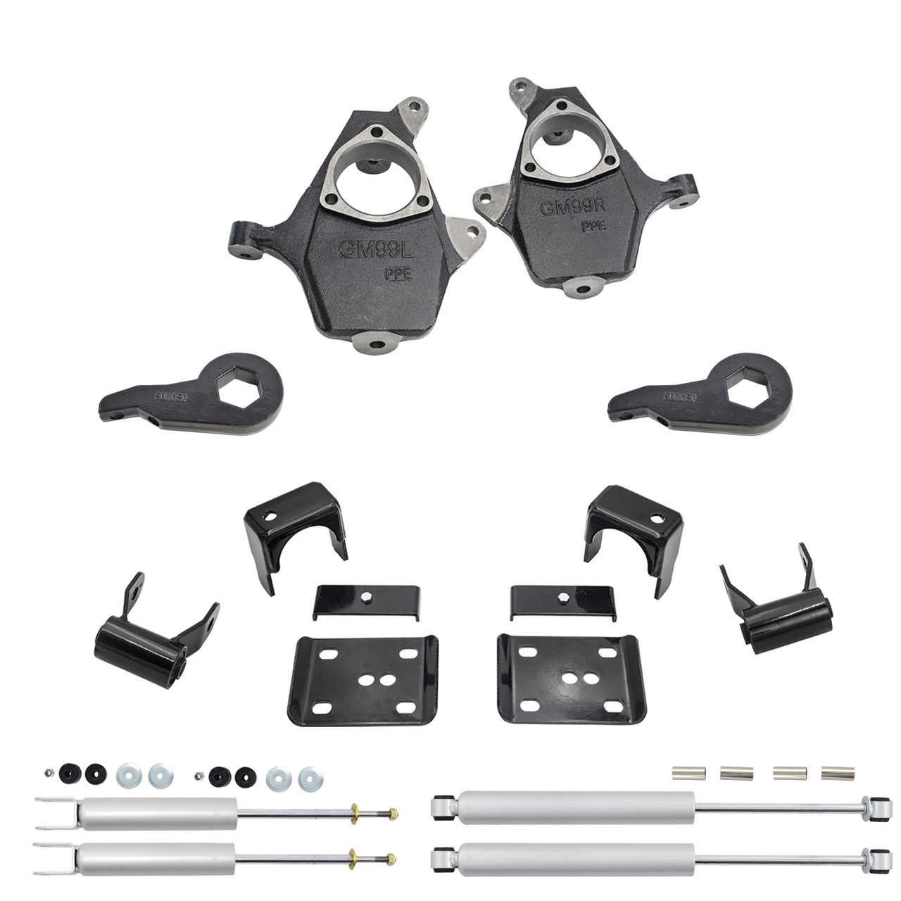 5"/5" Drop Lowering Kit + Shocks FOR 99-06 Chevy Silverado GMC Sierra 1500 4WD