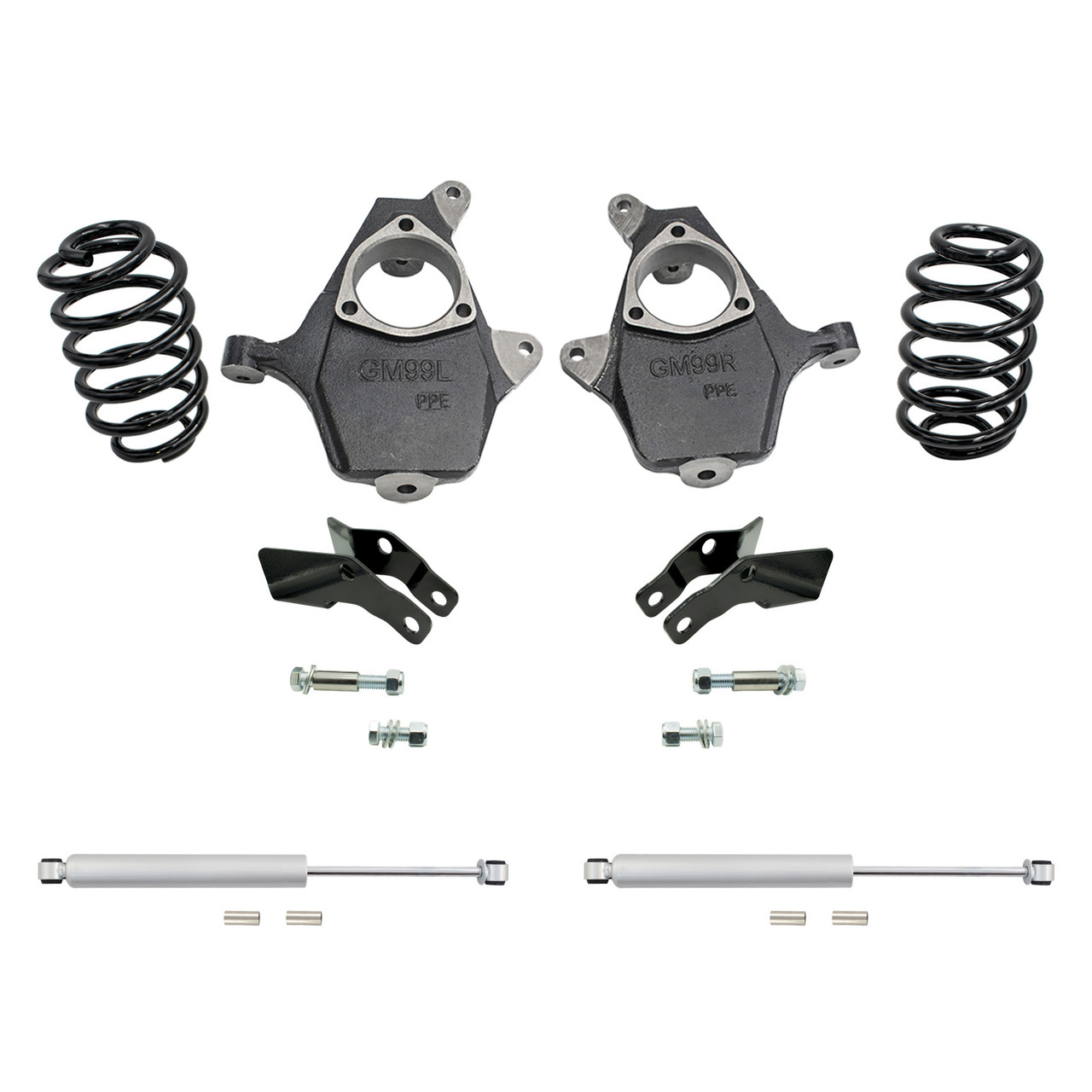 2"/4" 00-06 GM SUV Drop Kit - Spindles | Ext+Rear Shocks